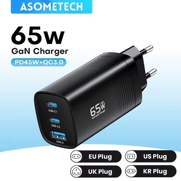 Блок живлення 65 Вт Asometech &ndash; Зарядний пристрій PD/QC, USB-C power65 фото