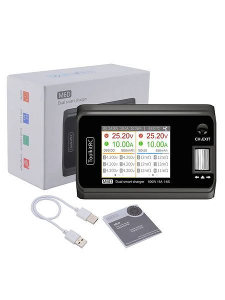 Двоканальний зарядний пристрій ToolkitRC M6D 500W 15A 1-6S LiPo (DC) ToolkitRC M6D  фото