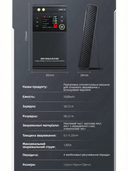 FNIRSI SWM-10 &mdash; Портативний апарат для точкового зварювання акумуляторів swm10 фото